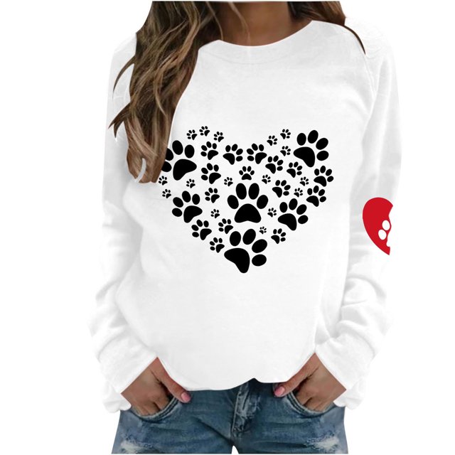 Birdeem Mode Femmes Imprimé Col Rond Chandail Tops Manches Longues Blouse Confortable Chandail en Molleton