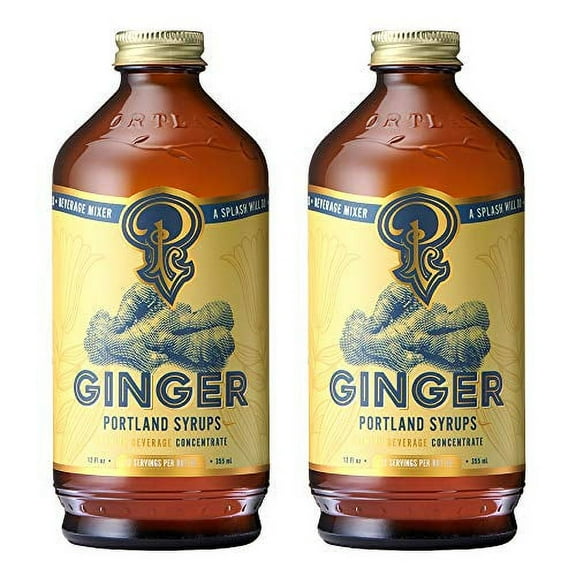 Authentic Ginger Syrup - Craft Delicious Cocktails, Mocktails, Sodas, Tea and More - Organic Cane Sugar – Whole Ingredients - 12 oz bottle (Pack of 2)