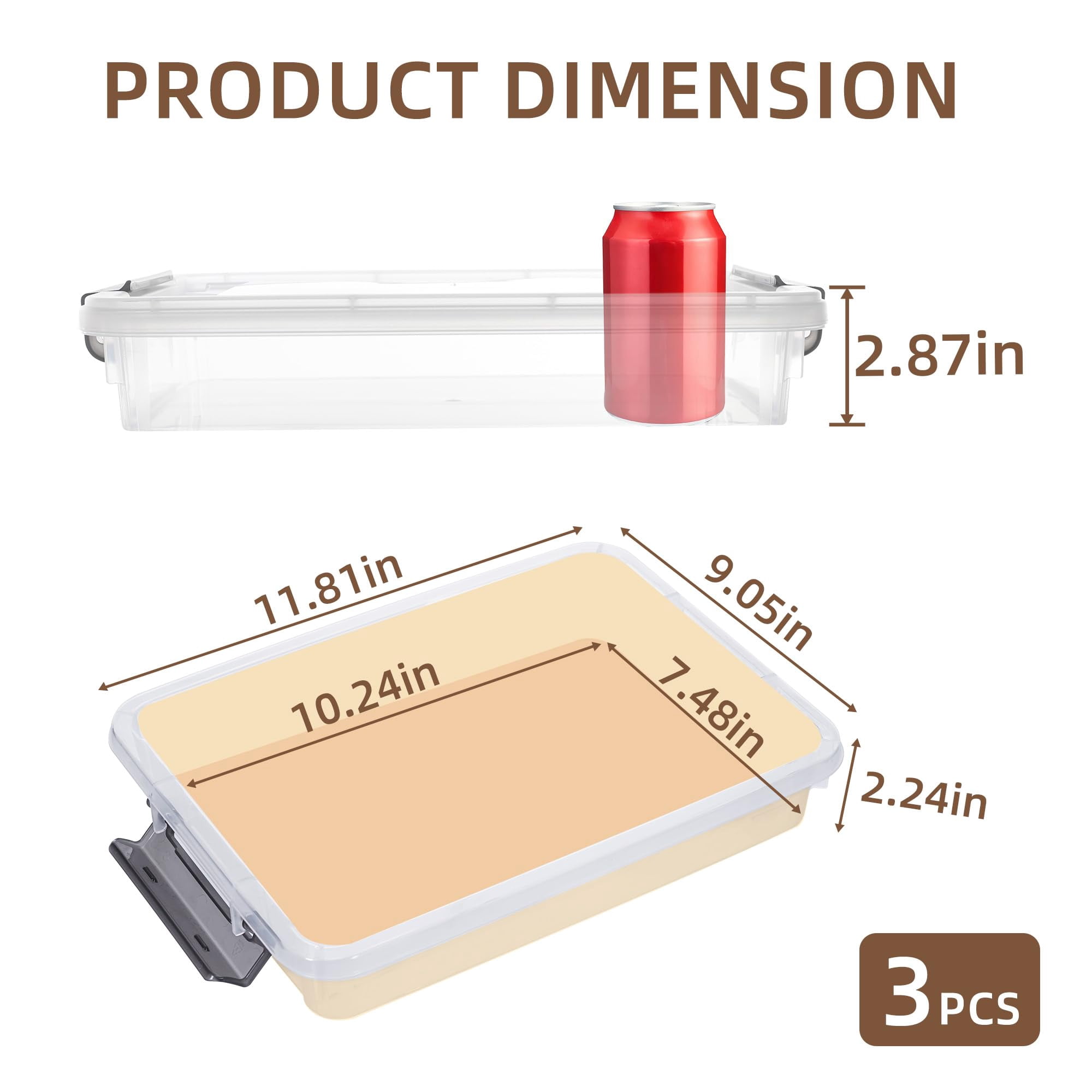 3 PCS Clear Plastic Storage Bins with Latching Lids Stackable Portable Organizers for Documents Photos Scrapbook B5 Paper Storage Containers