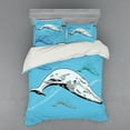 thumbnail image 2 of Ambesonne Animal Bedding Set 3 Pcs, Ocean Whales Hand Drawn, Twin XL, White and Blue, 2 of 3
