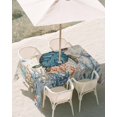 thumbnail image 2 of Outdoor Tablecloth with Umbrella Hole, Ocean Turtle Spillproof Waterproof Outdoor Table Cover, Coastal Nautical Coral Starfish Blue Patio Tablecloths for Party Picnic Camping, Rectangle 60"x120", 2 of 9