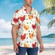 thumbnail image 3 of Balery Flower Chicken Camisas hawaianas de manga corta para hombre, camisas playeras de corte holgado, camisas de vacaciones con botones,XX-Large, 3 of 7