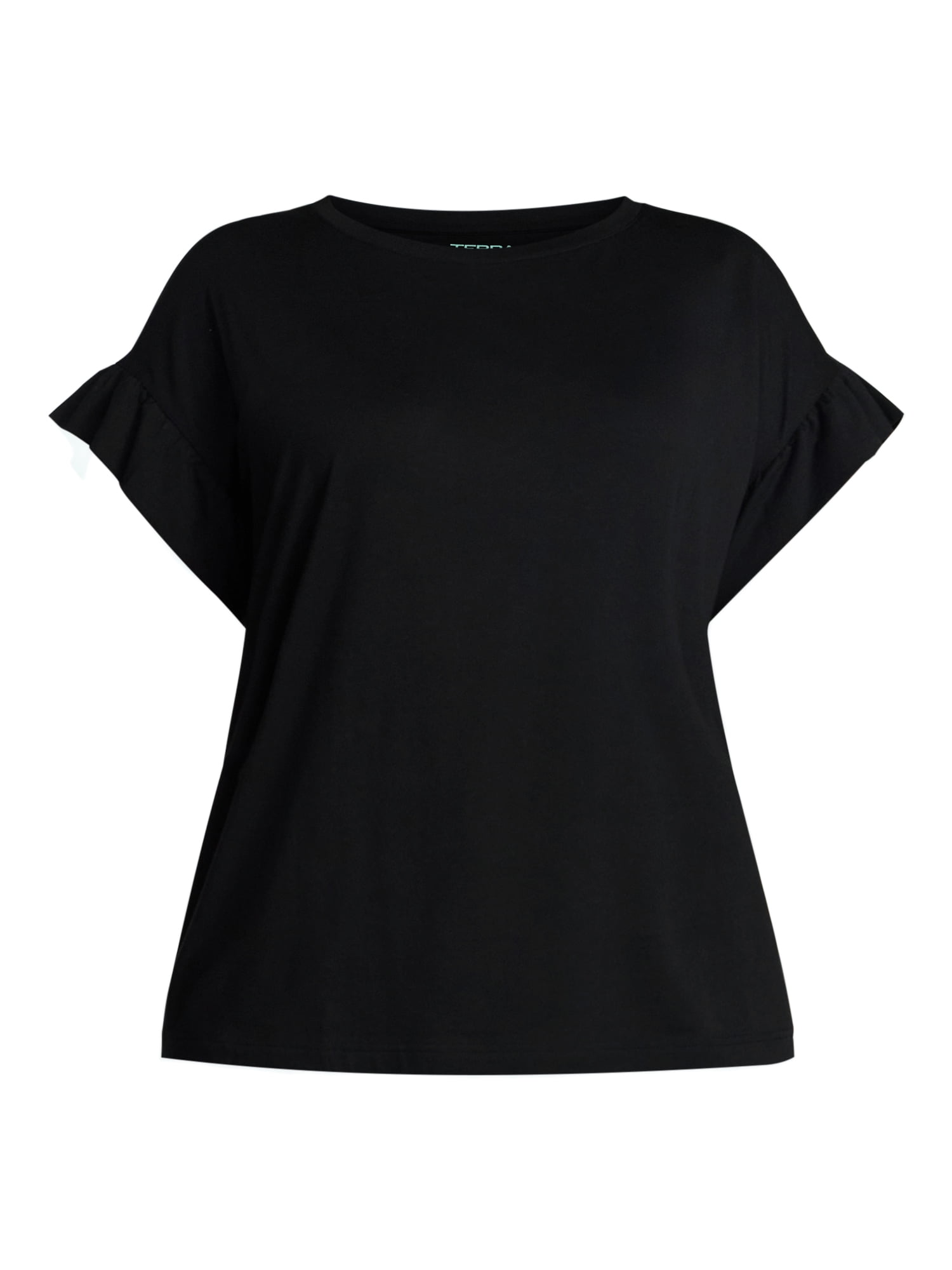 Terra & Sky Women's Plus Ruffle Short Sleeve Tee, Sizes 0X-5X