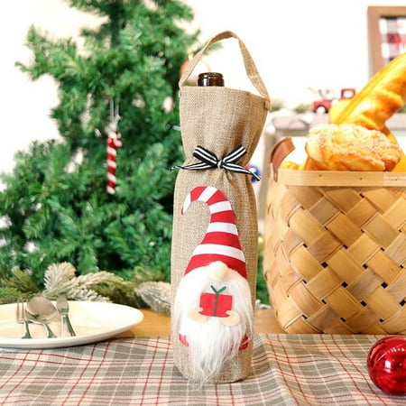 

KEUSN Christmas Gift Bags Thanksgiving Gift Bags Bottles Christmas Tree Tabletop Decorations Bags For Bottles Gifts Gnomes Christmas Decorations