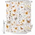 thumbnail image 2 of Orange Floral Spring Waterproof Fabric Shower Curtain,Butterfly Botanical Summer Waterproof Fabric Shower Curtain for Bathroom Curtains Bathtubs Hotel Shower Curtains with 12 Hooks Standard 66x72, 2 of 8