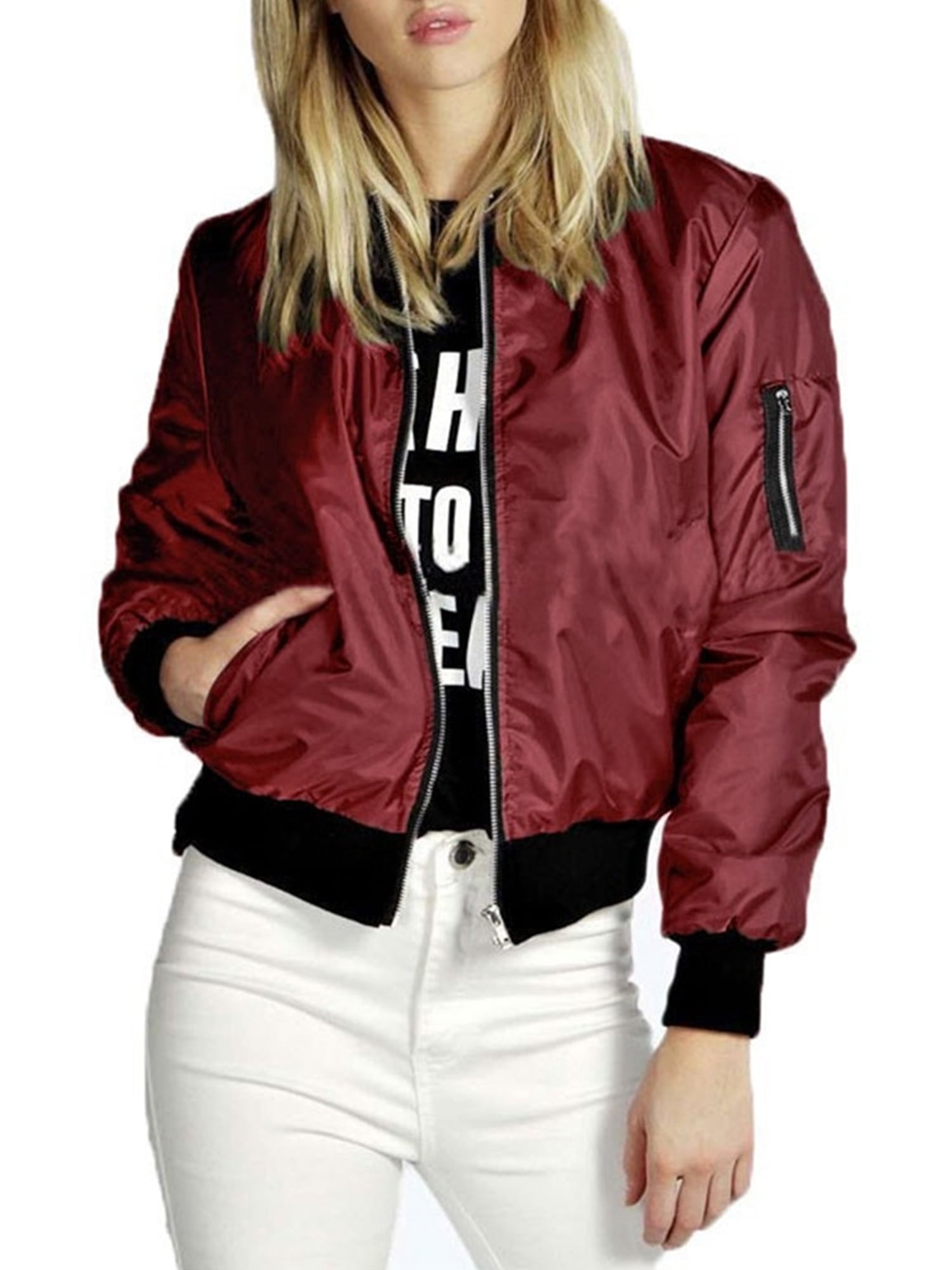 plus size red bomber jacket