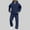 Dark Blue, variant on Men's Two-Piece Hooded Pullover and Elastic Waist Jogger Set, Solid Color Tracksuit for Lounge, Sportswear, and Casual Outings, Limited Time Offer