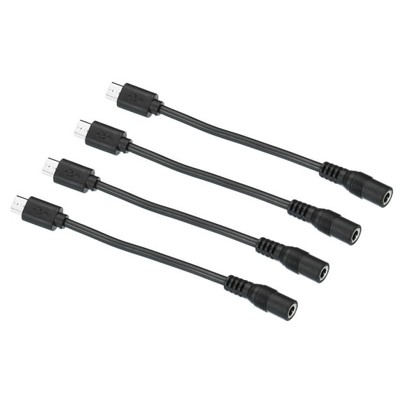 Uxcell Micro USB to DC Extension Cable Male to Female Extension Power Cords for Fans LED Strips Black 4 Pack