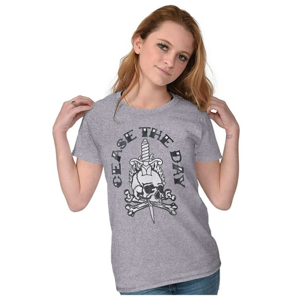 Cease The Day Skull Dagger Tattoo Womens Fitted Plus Size Graphic Tee Brisco Brands 2X