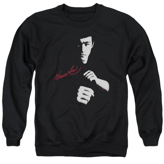 Bruce Lee The Dragon Awaits Adult Crewneck Sweatshirt Black
