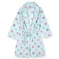 thumbnail image 2 of Sleep On It Girls Plush Flannel Fleece Collar Robe Set with Matching Slippers - Smiley, 10-12, 2 of 5