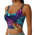 thumbnail image 2 of Daiia Colorful Tropical Leaves Printed Women's Sports Bra, Breathable Activewear Bra with U-Back Design and Removable Pads, Comfortable and Supportive for Yoga, Workout-X-Large, 2 of 8