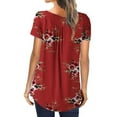 thumbnail image 3 of WISEFIN Women Summer Floral Print Short Sleeve Button Relaxed Fit Casual T-Shirt Blouse Tunic Tops, 3 of 5