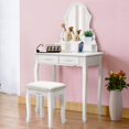 thumbnail image 2 of Costway Vanity Jewelry Wooden Makeup Dressing Table Set Stool Mirror & 4 Drawer, 2 of 10