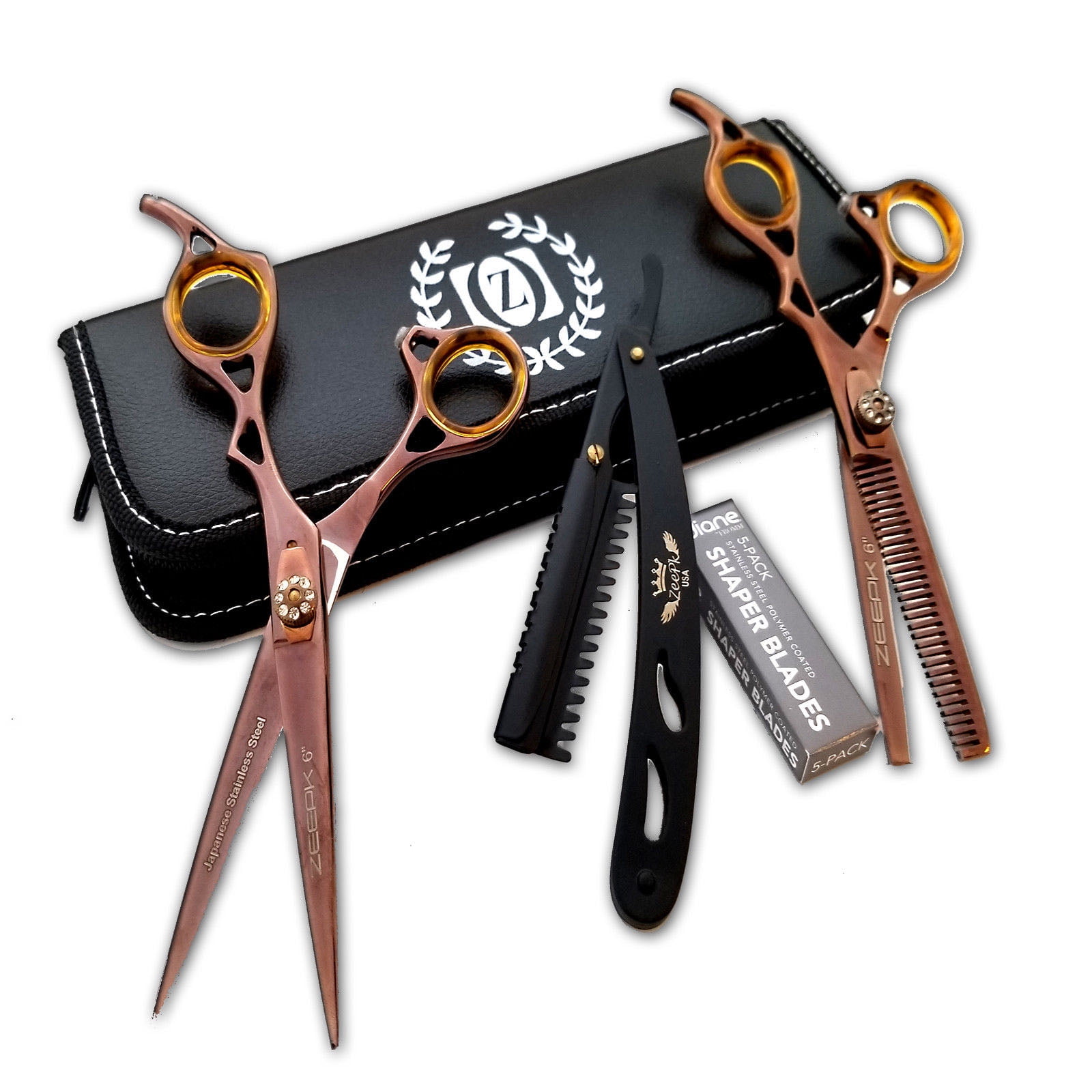 6 Professional Hair Cutting Japanese Scissors Thinning Barber Shears Set Kit