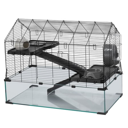 29.5x17.3x24 transparent hamster cage for mice and guinea pigs, installed in ventilated pet mouse cages and water bottles