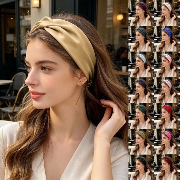 CAIXIA Headbands for Women Boho Wide Women's Headbands for Hair Non Twist Head Bands Headwraps Short Hair Stretchy Thick Fashion Accessories, Solid Color