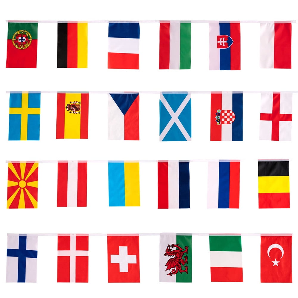 9 metres 24 Flags 30 x 20 cm Euro 2020 Triangle Bunting 24 Nations 12" x 8" 