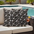 thumbnail image 4 of Black White Floral Outdoor Waterproof Pillow Covers, Farmhouse Vintage Botanical Leaves Decorative Square Throw Pillowcase Sofa Cushion Sham for Patio/Couch/Chair, 18"x18" 2 Pack, 4 of 8