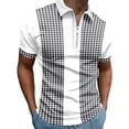 thumbnail image 1 of Camisas De Vestir Para Hombre Slim Fit Camisa de manga corta con cuello vuelto y cremallera con estampado de pata de informal de verano para hombre (White, L), 1 of 5