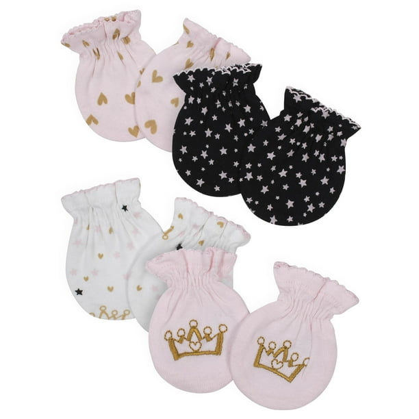 Gerber Organic Cotton NoScratch Mittens, 4Pk (Baby Girls)