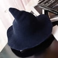 thumbnail image 4 of Sombrero de bruja moderno para mujer, gorro tejido con aguja de ala ancha, sombrero de fieltro para Cosplay de Halloween, disfraz de lana plana oso de fresa  vestir, 4 of 5