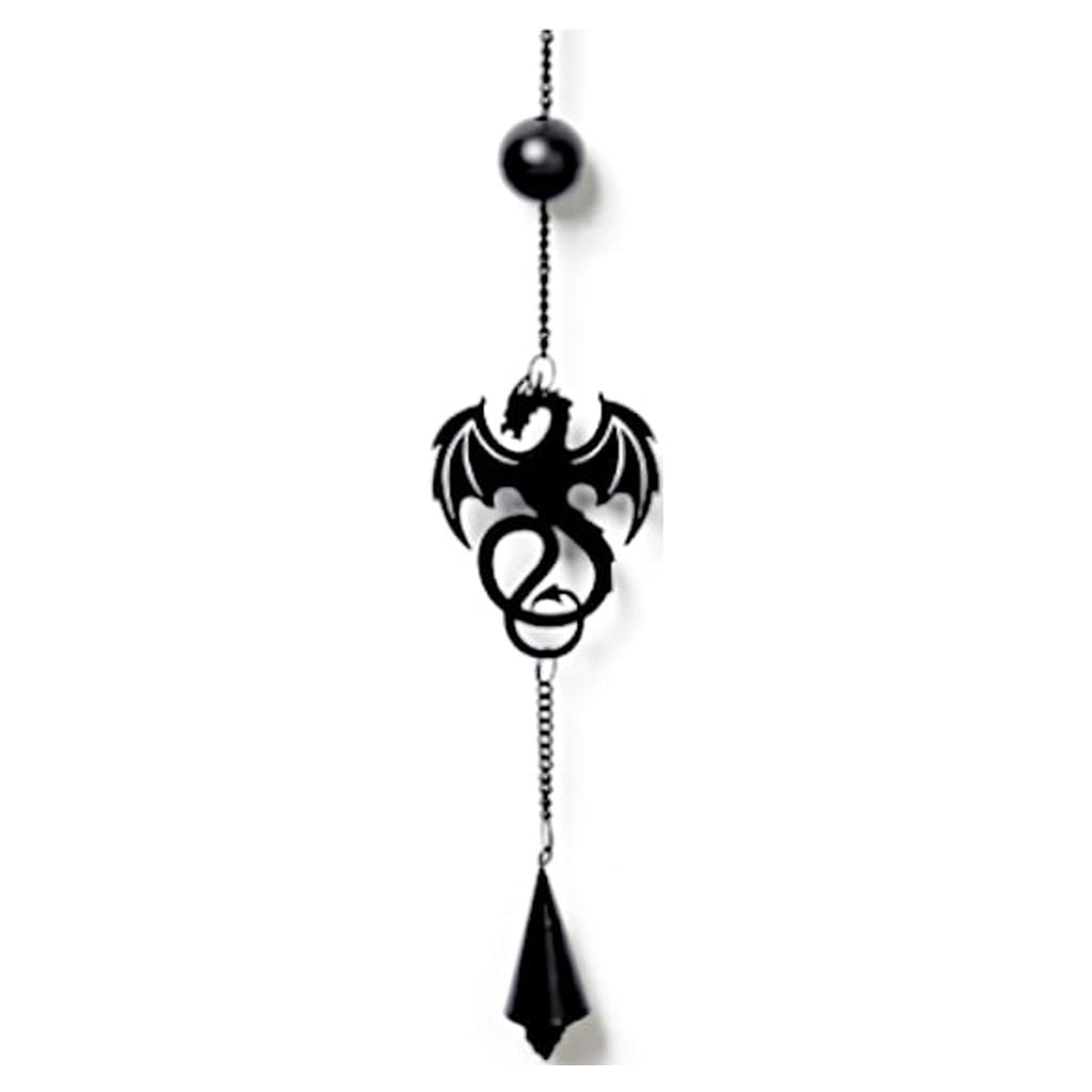 Alchemy Gothic Rune Dragon Window Door Hanging Black Metal Wind Chimes Men Women Black