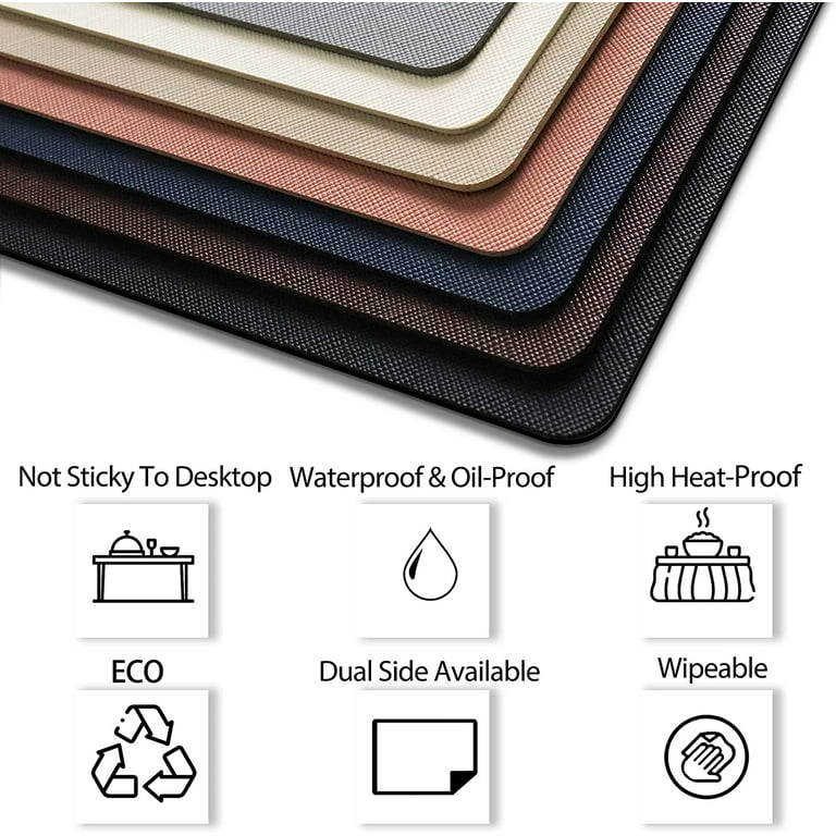 XINYUN Non Slip Faux Leather Placemats Set of 6 Waterproof Beige Place Mat  Anti Oil Heat Resistant Table Mats Eco-Friendly Durable Easy to Clean for