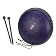 thumbnail image 2 of Graflsoa 12-Inch Carbon Steel Handpan Drum with 11 Notes in C Key, Includes Drumsticks, Carry Bag, and Stickers - Random Woven Rope Color (Purple/Navy/Black/Silver), 2 of 6