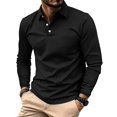 thumbnail image 2 of Mfakffe Polo Shirts For Men Long Sleeve Golf Shirts Quick Dry Lightweight 3-Button Performance Work Fishing Athletic, 2 of 5