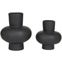 CosmoLiving by Cosmopolitan 11", 9"H Gourd Style Black Ceramic Vase, Set of 2
