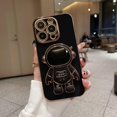 thumbnail image 2 of Compatible with iPhone 14 Pro Max Case Plating Astronaut Kickstand Cute Pattern Luxury Phone Case Soft TPU  for iPhone 14 Pro Max Case Girls Women -Black, 2 of 13