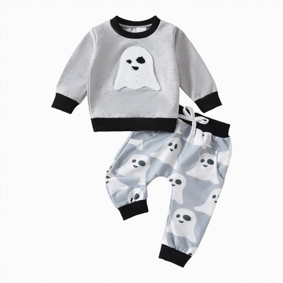 NOLDARES Toddler Baby Boy Fall Winter Clothes Long Sleeve Sweatshirt Pullover Tops Joggers Pants Outfit Set Size:0-6 M,Light Gray