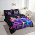 thumbnail image 3 of Manfei Neon Purple Skull Bedding Comforter Set 7-Piece for Kids, Fashion Skeleton King Bedding Sets, Gothic Halloween Theme Reversible Bed Sheets, Breathable Home Decor, 3 of 7