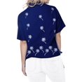 thumbnail image 2 of HAPPY BAY Women's Casual Solid Hawaiian Blouse Shirt V Neck Blouses Button Up Short Sleeve Dress Tops Tee Shirts for Women S Cobalt, Palm Tree, 2 of 3