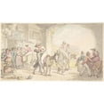 thumbnail image 2 of Thomas Rowlandson 24x15 Black Ornate Framed Double Matted Museum Art Print Titled: Pleasure of a Poste Aux Anes, from Sentimental Travels (ca. 1821), 2 of 5