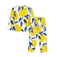 thumbnail image 2 of Bingfone Womens Pajama Sets Tropical Lemon Print,Long Sleeve Loungewear Pajamas Set-Small, 2 of 9