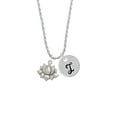 thumbnail image 2 of Delight Jewelry Medium Lotus Flower Silvertone Script Initial Disc - I - Charm Necklace, 20"+3", 2 of 4