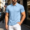 thumbnail image 5 of Klisyaur Mens Solid Color T Shirts Short Sleeve with Button Collared Tops Summer Lightweight Breathable Clothes, 5 of 5