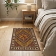 thumbnail image 3 of ODIKA 2'x3' Washable Throw Rug Non-Slip, Low Profile, Flatwoven, Easy Care Distressed Border Farmhouse Folk Lettering Primitive Vintage Refined Structured for Hallway, Study Room, 3 of 7