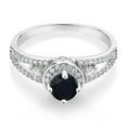 thumbnail image 2 of Gem Stone King 925 Sterling Silver Black Onyx Engagement Ring for Women (1.42 Cttw, Round 5MM, Gemstone Birthstone, Available in Size 5, 6, 7, 8, 9), 2 of 4