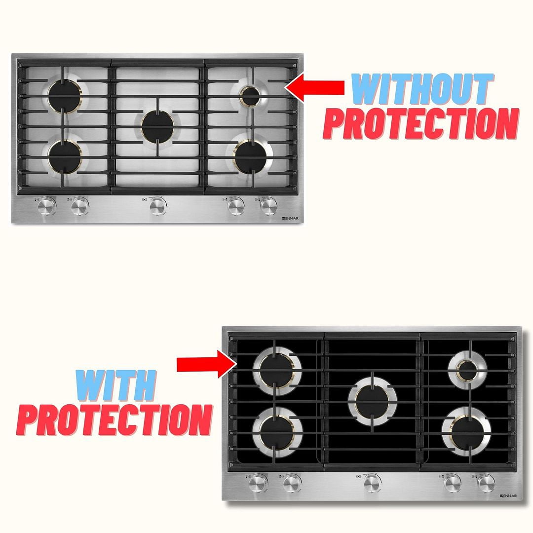 Premium Plus Stove Protectors for Jenn-Air Gas Stove Model JGC3536GS0, Custom Cut, Easy to Clean Stove Liner, Made in the USA.