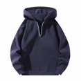 thumbnail image 4 of Aobny Quarter Zip Fashion Sweatshirt Blue Women Solid Hoodies Hooded Long Sleeve Oversized Tshirts for Women,XL, 4 of 5