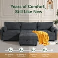 thumbnail image 6 of 109" L-Shaped Modular Sectional Sofa with Sleeper Bed, Storage & Movable Ottomans, Oversized Deep Seat Cloud Couch, Convertible 4-Seat Sofa for Living Room or Apartment (Gray, High Legs 3.15"), 6 of 9