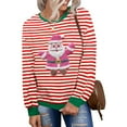 thumbnail image 5 of Lopecy-Sta Women's Christmas Snowflake Graphic Striped Crew Neck Sweatshirt, Long Sleeve Drop Shoulder Polyester Top, Festive Holiday Pullover Pink L, 5 of 5