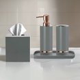 thumbnail image 3 of Decozen Acrylic Bathroom Accessories Set of 4, Soap Dispenser, Tumbler, Tissue Box, and Tray - Gray, 3 of 9