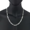 thumbnail image 4 of 8.1mm .925 Sterling Silver Diamond-Cut Flat Figaro Chain Necklace + Bracelet Set, 24" (Necklace) + 9" (Bracelet), 4 of 7