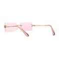 thumbnail image 2 of 90s Classic OG Rapper Rimless Pop Color Lens Sunglasses Gold Light Pink, 2 of 4