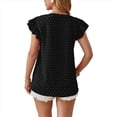 thumbnail image 3 of Blusa de Mujer con Cuello en V y Mangas con Volantes, Holgada, Elegante, Informal, , de Verano, Color Negro, Talla XL, 3 of 10