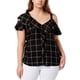 thumbnail image 1 of INC Blusa con hombros descubiertos a cuadros para mujer, negro, 3X, 1 of 1